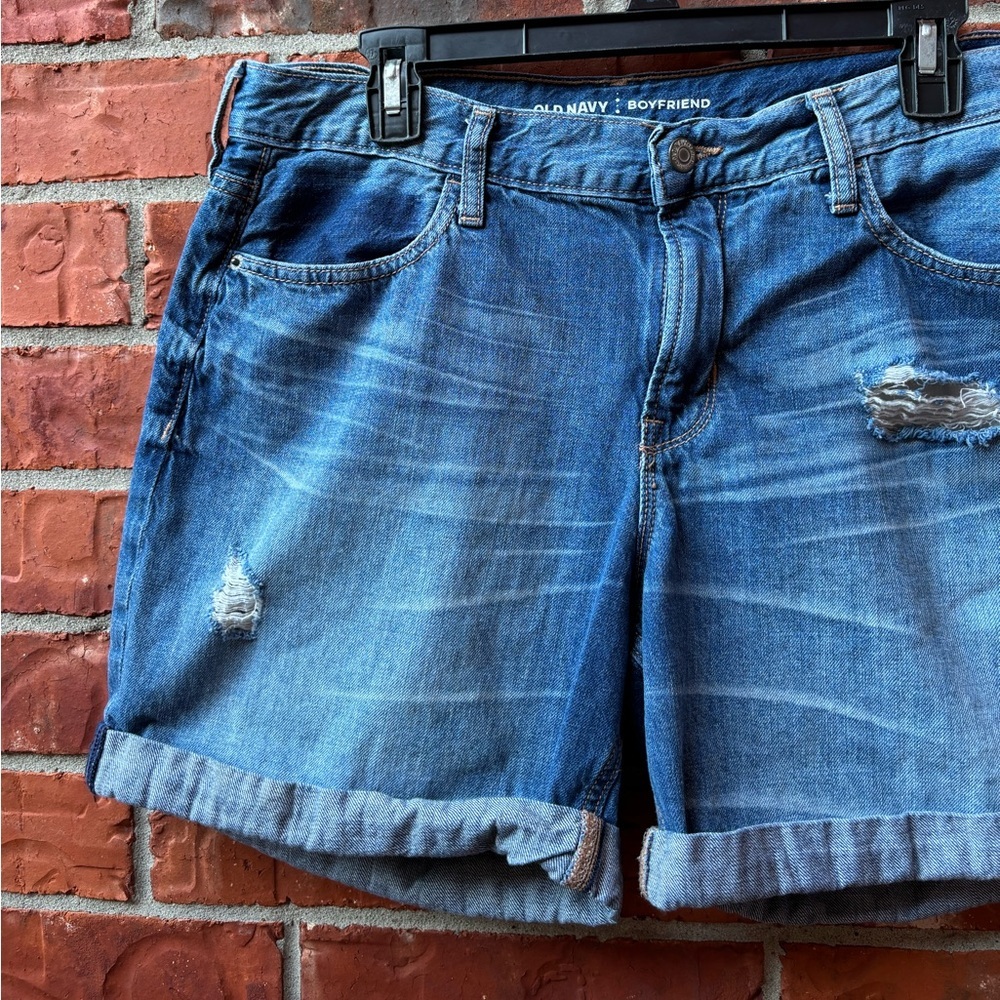 Old Navy Womens 10 Boyfriend Long Denim Blue Jeans Shorts - Picture 3 of 10